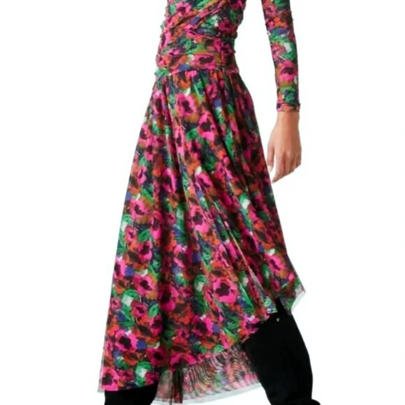 NWT MISA Los Angeles “Dania” Asymmetrical Floral Wrap Skirt Size Small - Picture 2 of 9